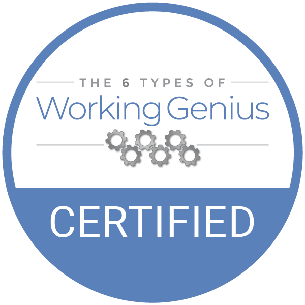 The Six Types of Working Genius Certified Facilitator badge